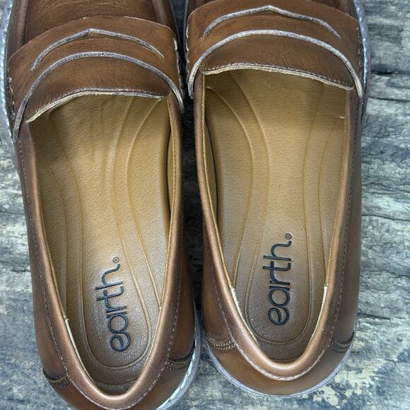 Earth Women’s Brown Leather Penny Loafer Flats Comfort Slip-On Shoes Size 7.5W - Picture 6 of 10